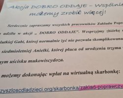 Ilustracja do artykułu Dobro oddaje – Akcja Pomocy naszej placówki malutkiej Gabi i Anielce