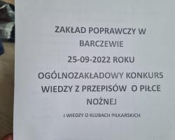 Ilustracja do artykułu CZAS W ZAKŁADZIE OGÓLNOZAKŁADOWY KONKURS WIEDZY Z PRZEPISÓW GRY W PIŁKĘ NOŻNĄ I WIEDZY O KLUBACH SPORTOWYCH